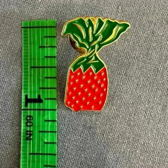 Strawberry Enamel Pin - Red and Green - Picture 3 of 4